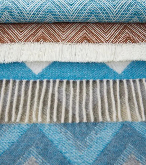 Ciro Zigzag fringed wool throw