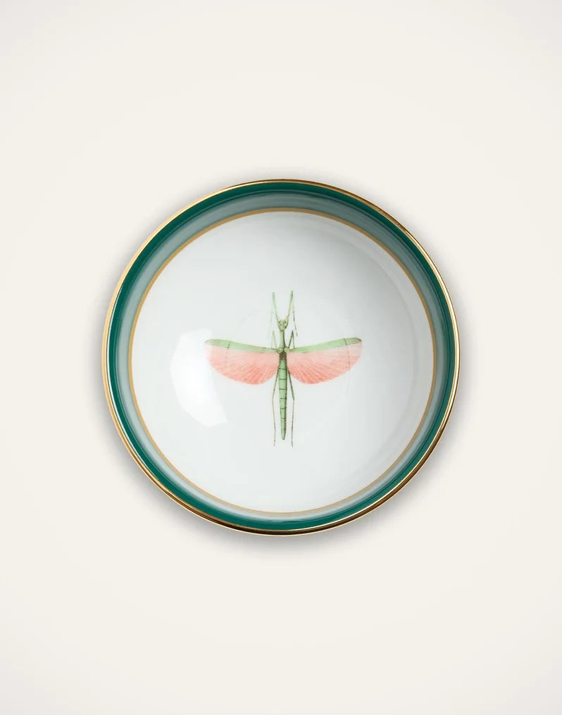 Libellula Green in Porcelain Snack Bowl