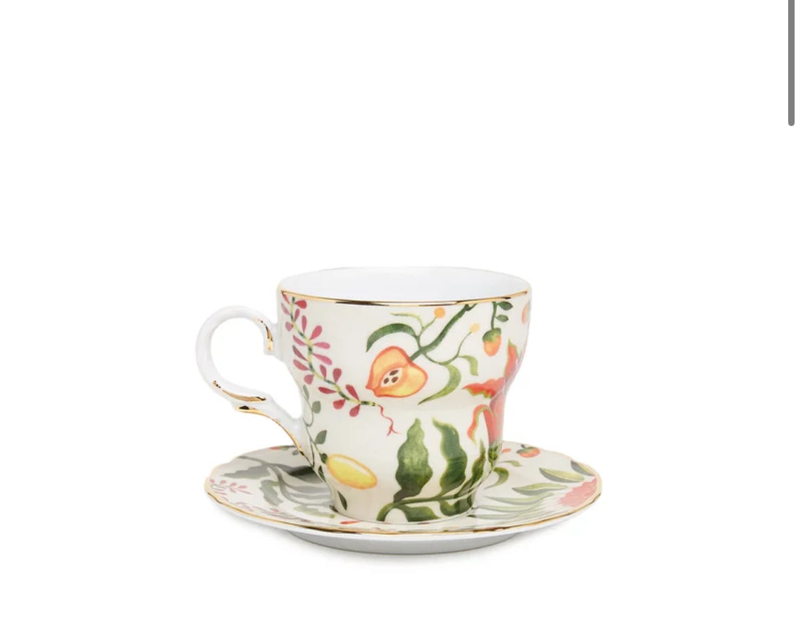 Big Mama Cup & Saucer.Eden in Porcelain. Set of 2