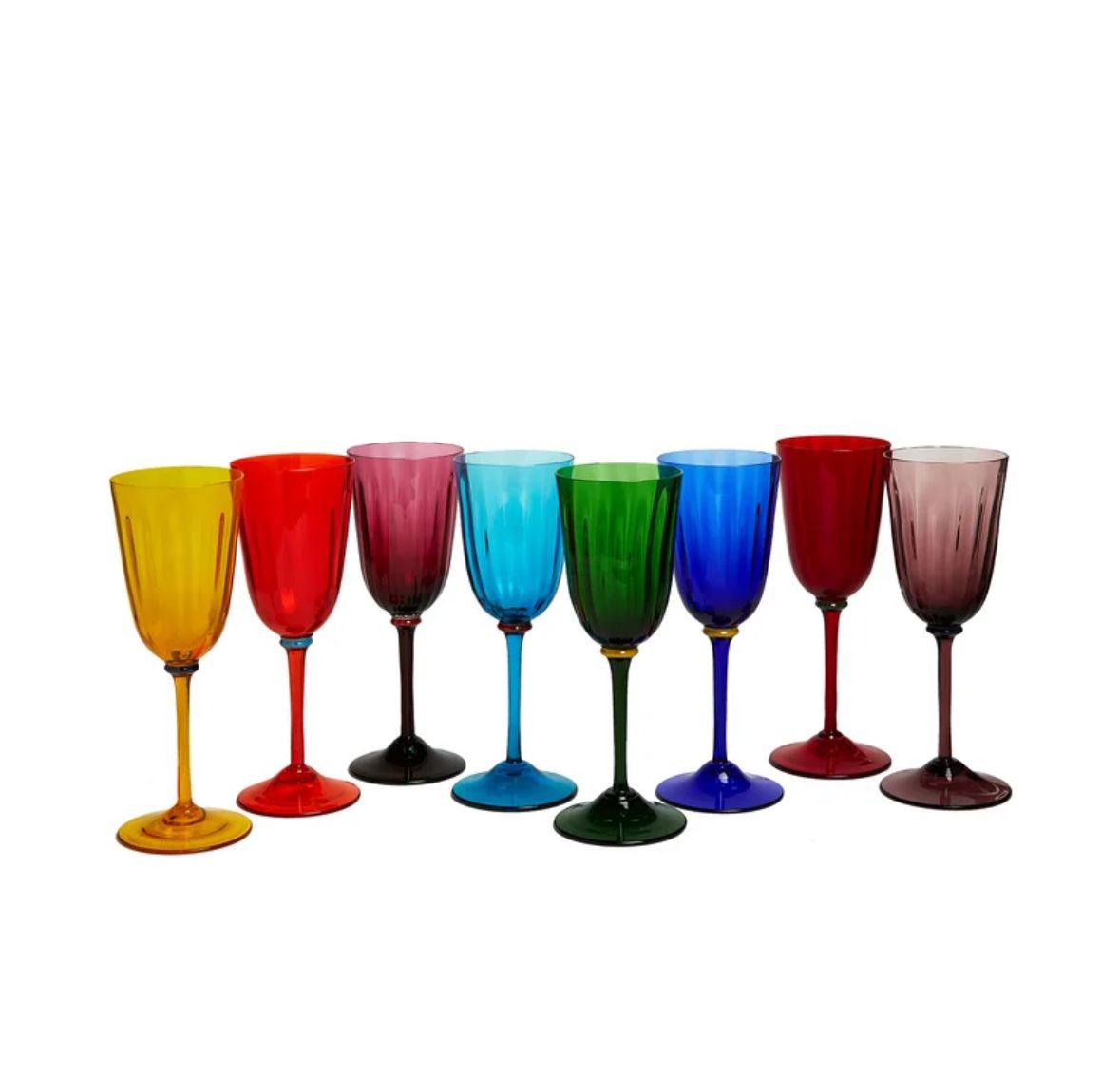 Rainbow in Murano Glass Wine Rainbow Glasses Set Of 8