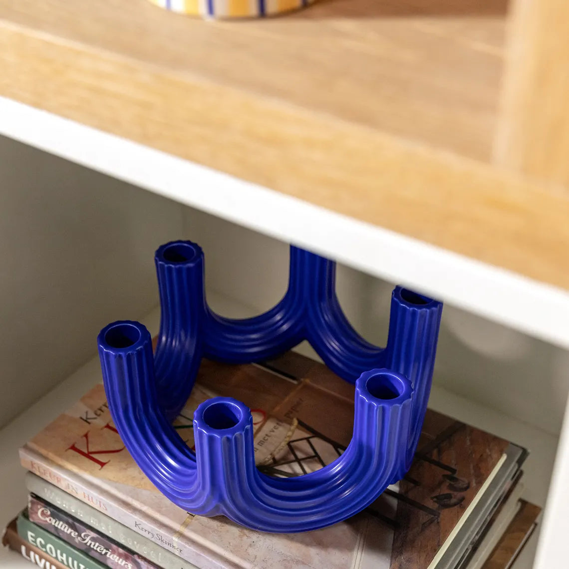 Candle holder churros blue