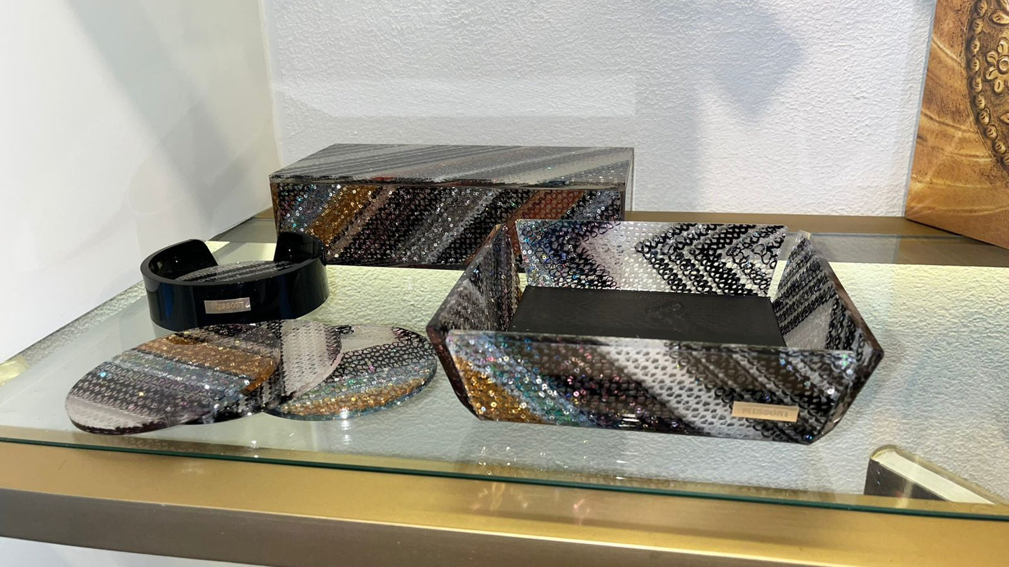 CHEVRON PAILLETTES COSTERS SET
