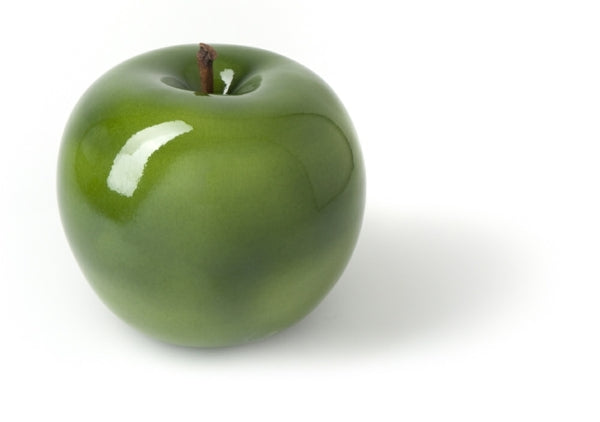 GREEN GLAZED CERAMIC APPLE SCULPTURE
