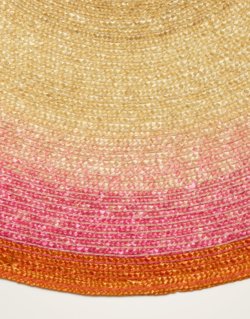 Gradient Fuchsia in Palm Straw, Handpainted Sunset Placemats Set Of 2