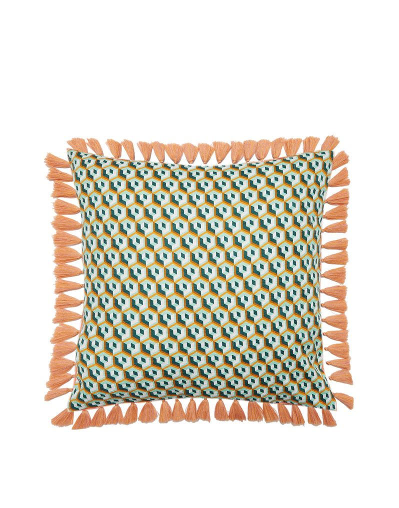 Cubi Verde in Shot Cotton Cushion with Fringes (50X50)