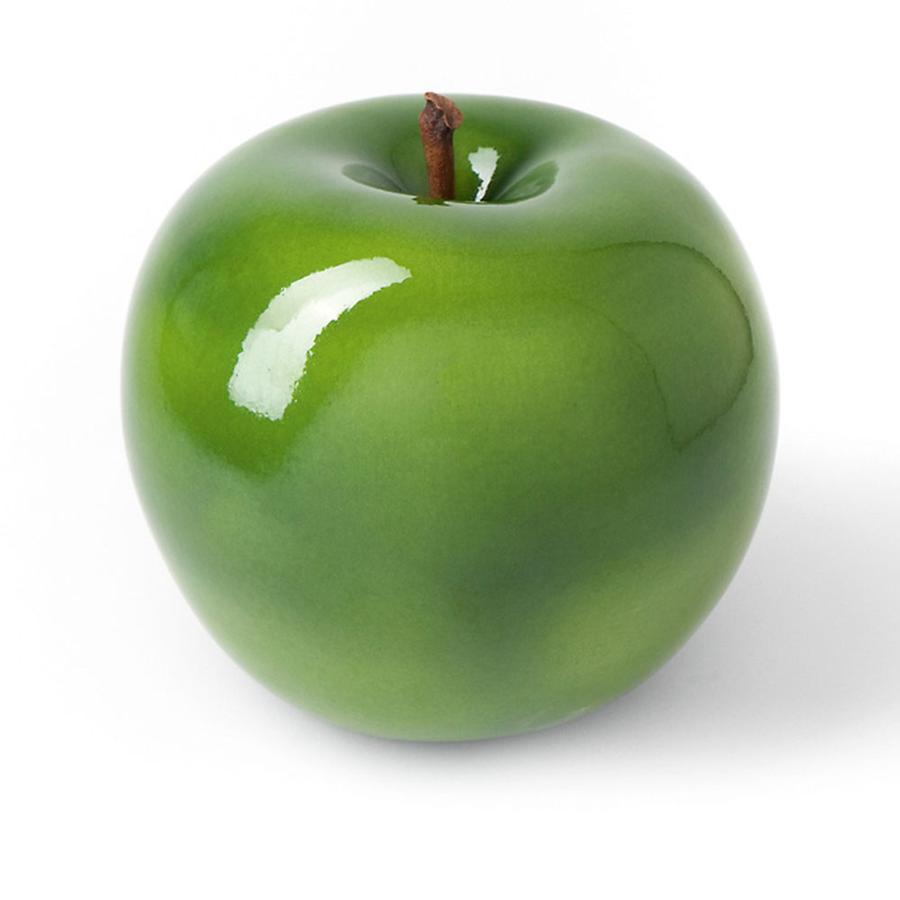 GREEN GLAZED CERAMIC APPLE SCULPTURE Small