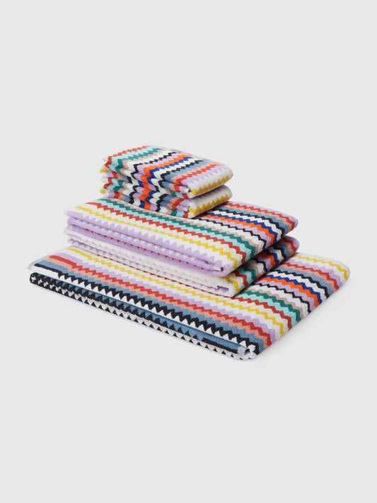 Riverbero 5-piece bath towel set in cotton terry with zigzag pattern