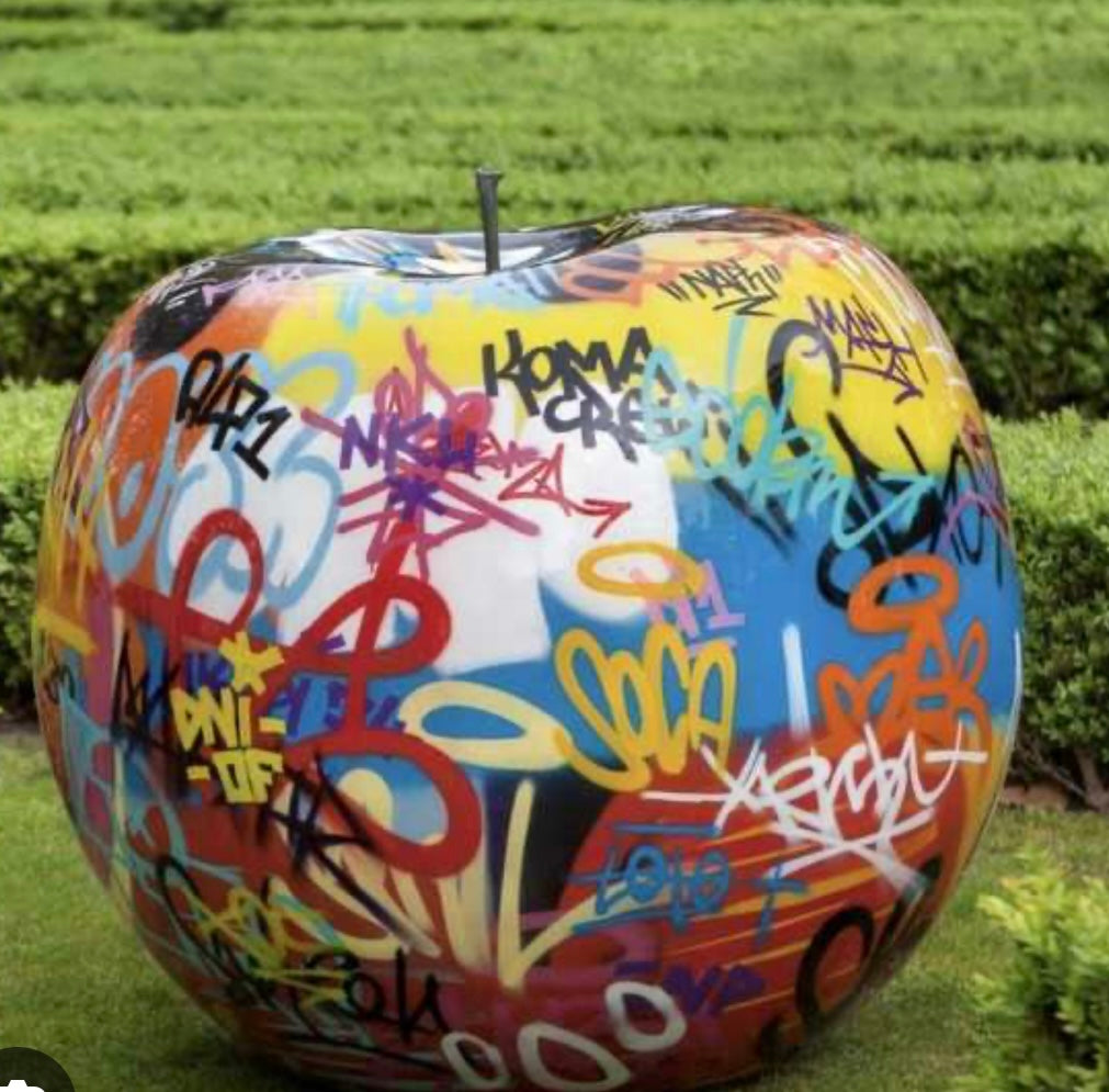 Graffiti sculpture apples indoor outdoor