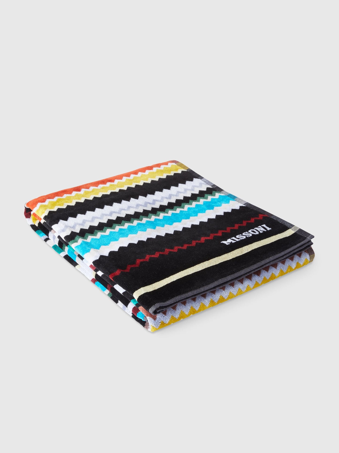 Curt 100x180 cm beach towel in zigzag cotton terry cloth
