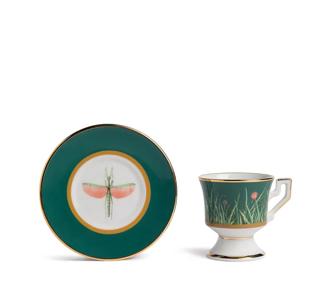 Espresso Cup & Saucer Set of 2.  Libellula
