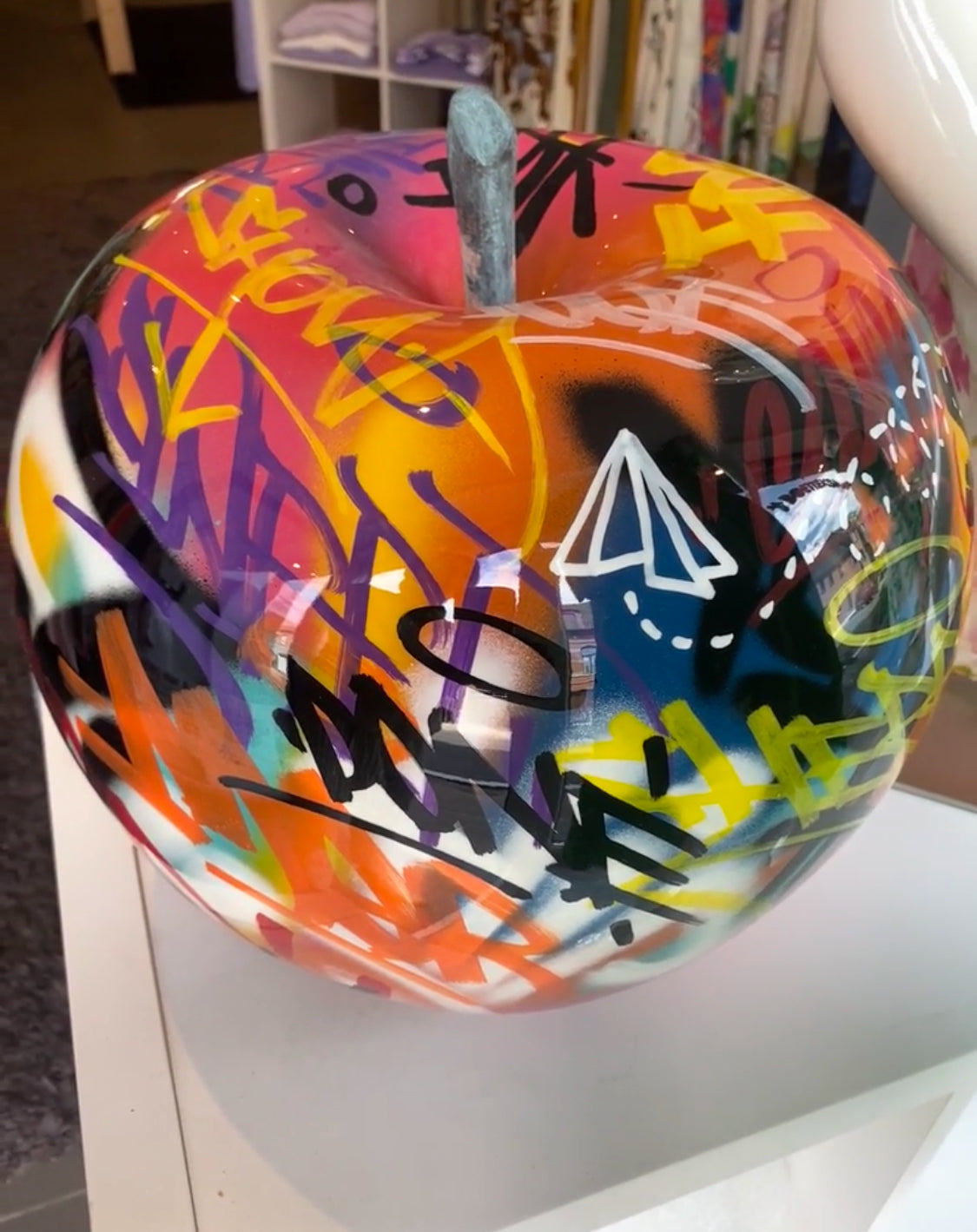 Graffiti sculpture apples indoor outdoor