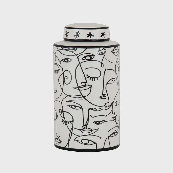 Face Lidded Jar Large
