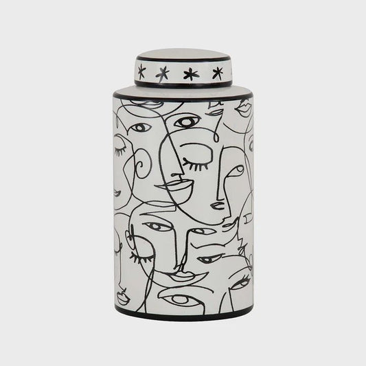 Face Lidded Jar Large