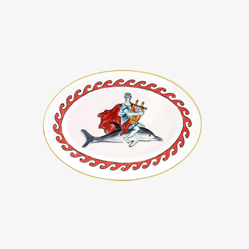 Large Oval Platter w/ Dolphin