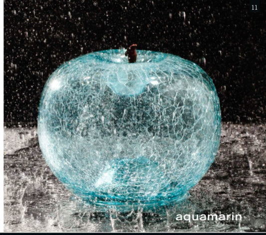 Crackled glass apple aquamarine