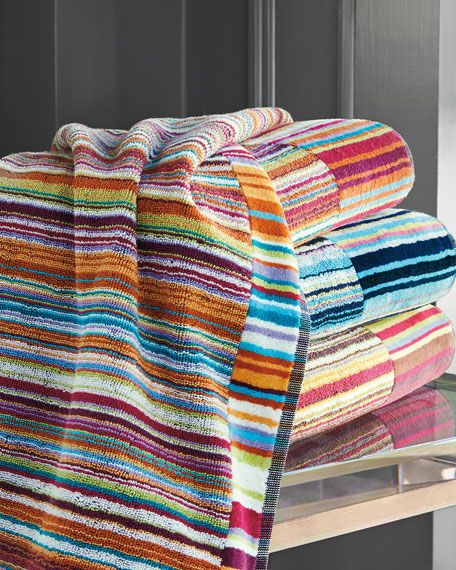 Jazz bath towel in striped cotton terry
