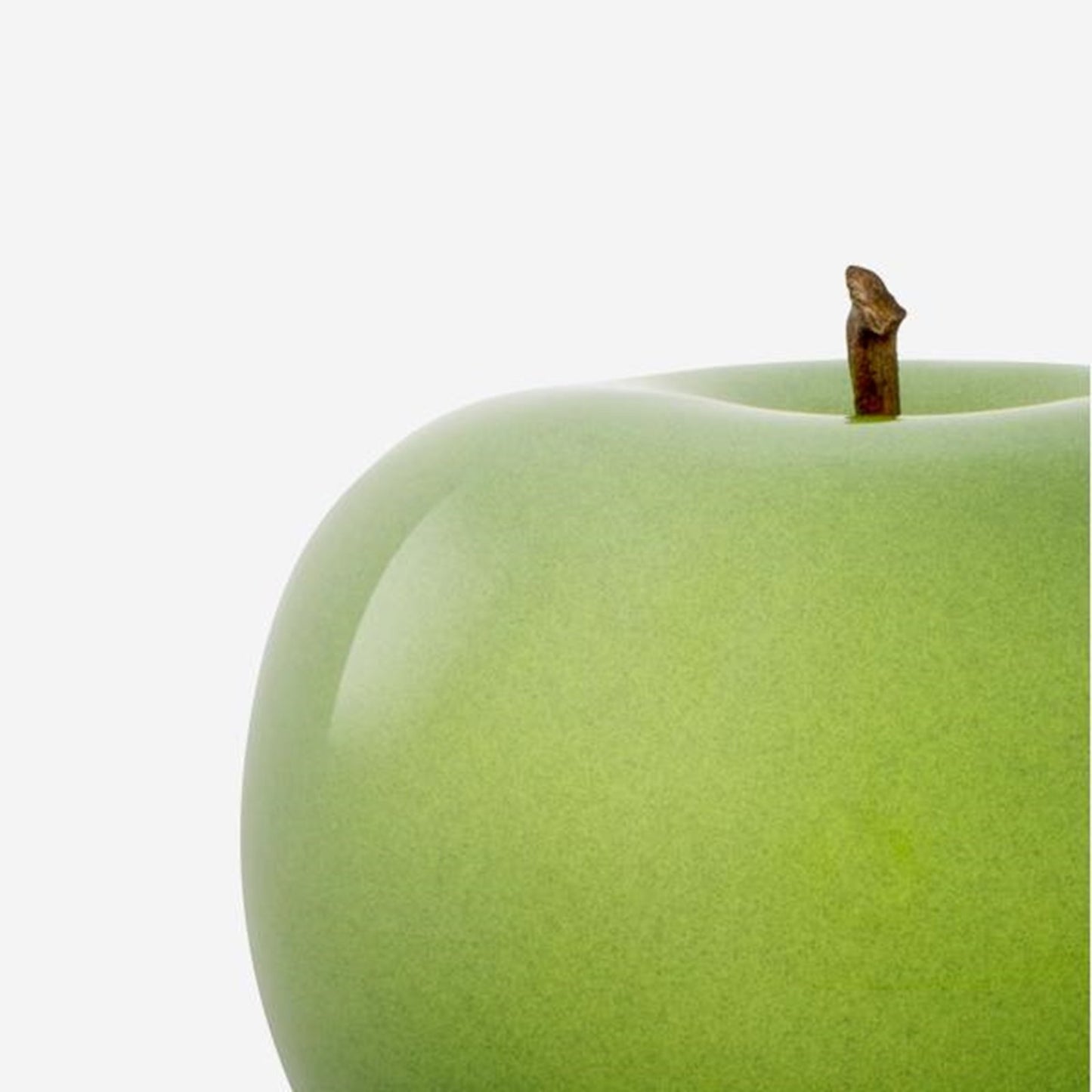 GREEN GLAZED CERAMIC APPLE SCULPTURE