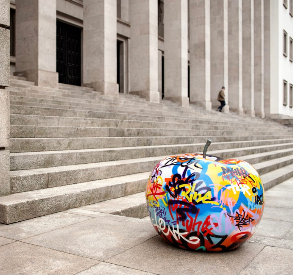 Graffiti sculpture apples indoor outdoor