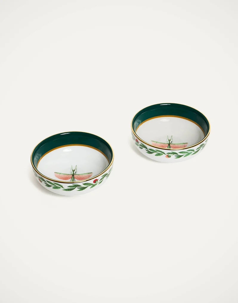 Libellula Green in Porcelain Snack Bowl
