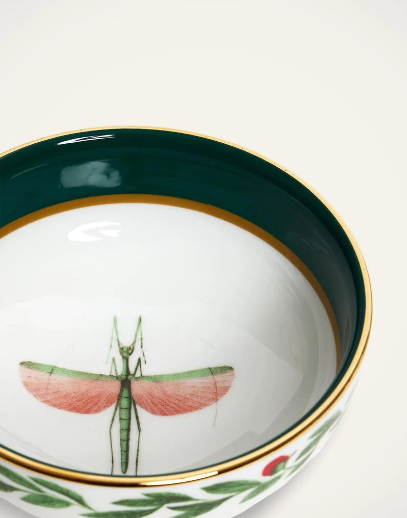 Libellula Green in Porcelain Snack Bowl