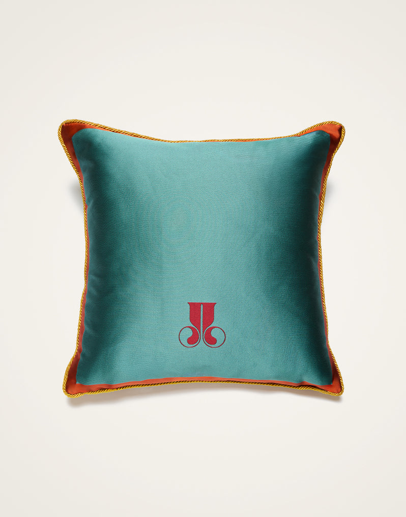 Birdbloom Sky Blue in Silky Jacquard cushion