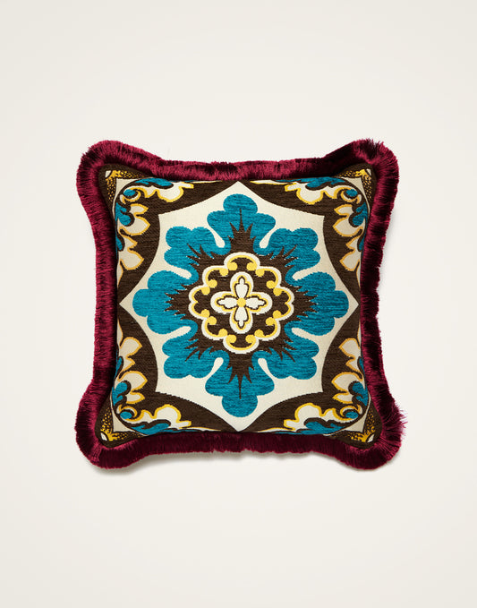 Cushion Palazzo Blue Petrol in Chenille Jacquard