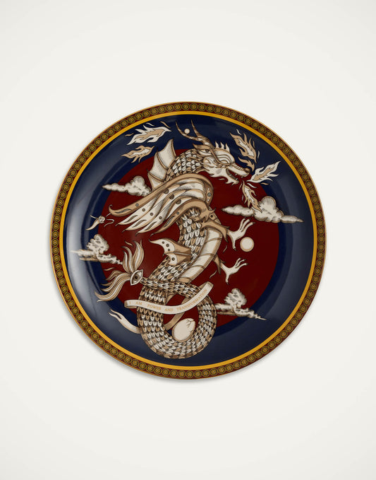 The Dragon Midnight Blue in Porcelain - Decorative Plate