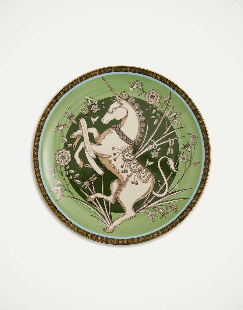 The Unicorn Light Green in Porcelain - Decorative Plate