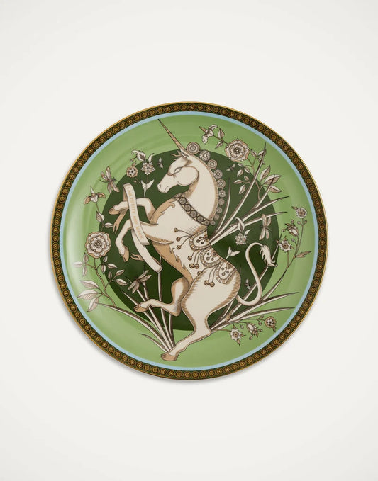 The Unicorn Light Green in Porcelain - Decorative Plate