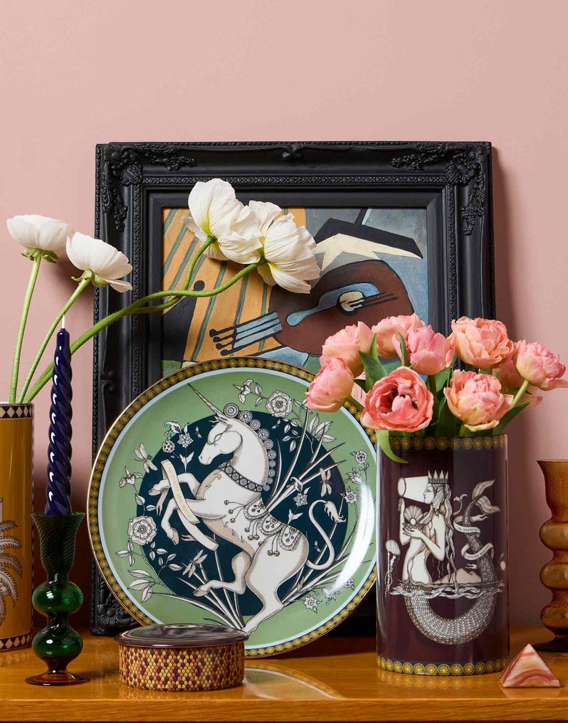 The Unicorn Light Green in Porcelain - Decorative Plate