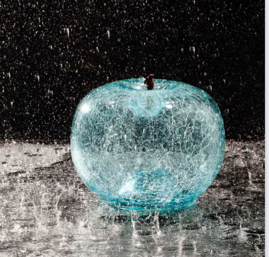 Crackled glass apple aquamarine (large)