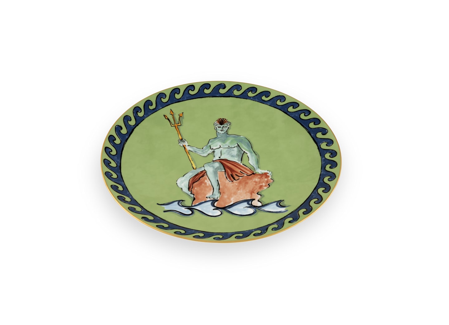CENTERPIECE AND CHARGER PLATE - MOSS GREEN