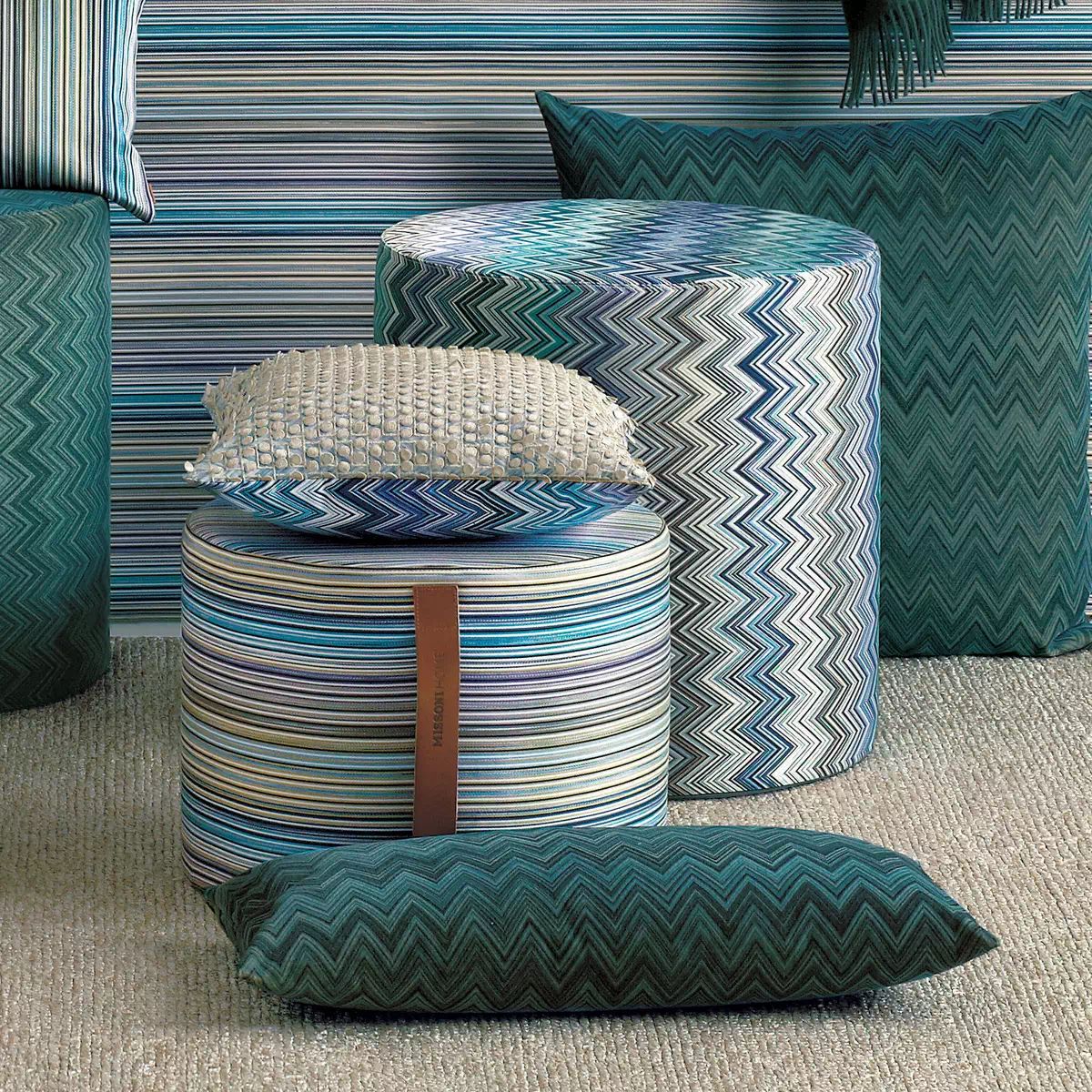 Jarris Cylinder Pouf 45X45 bule