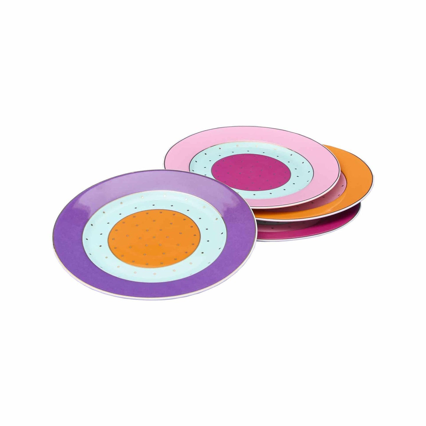 Set of 4 Fancy Colors dessert plates