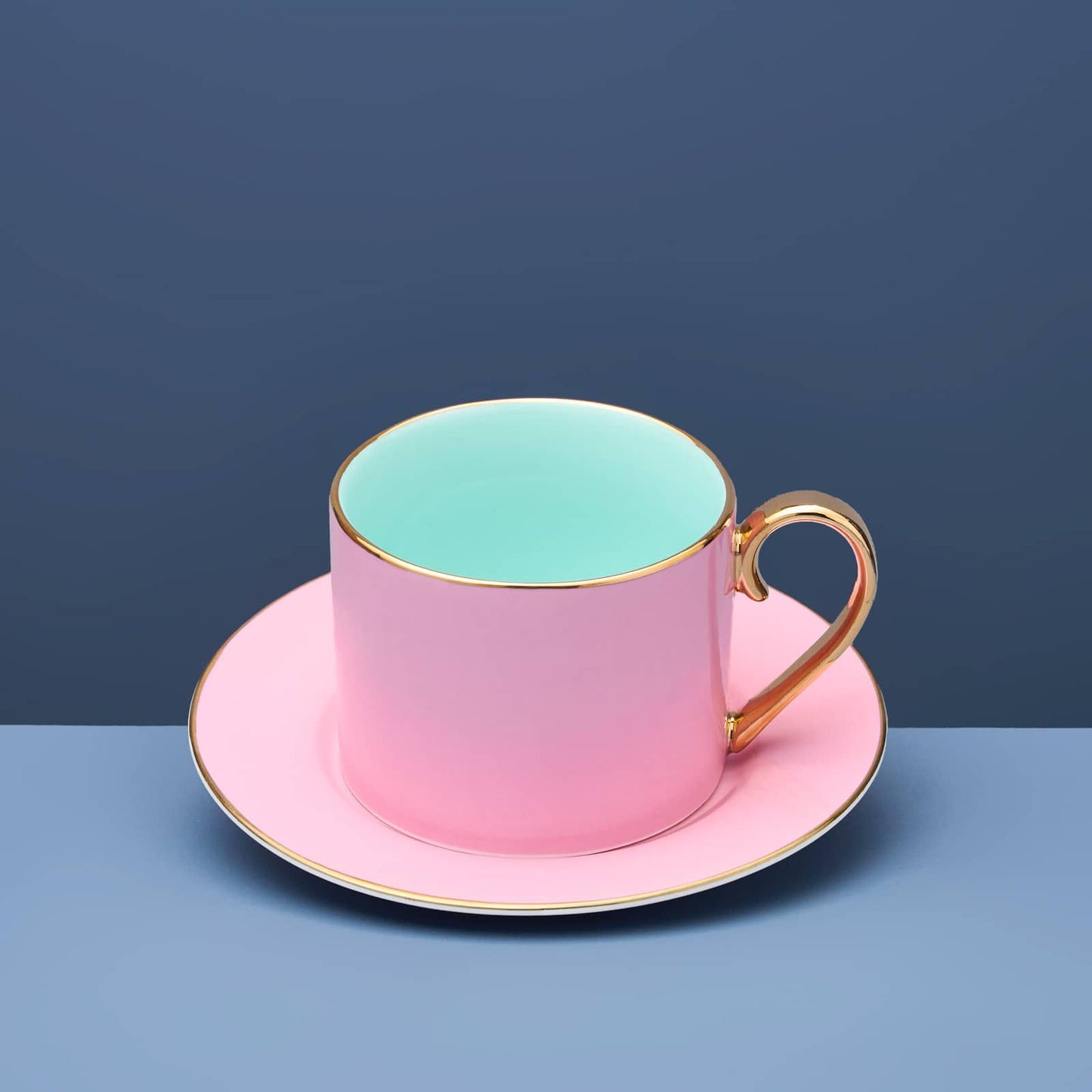Set of 4 Fancy Colors cup with saucer