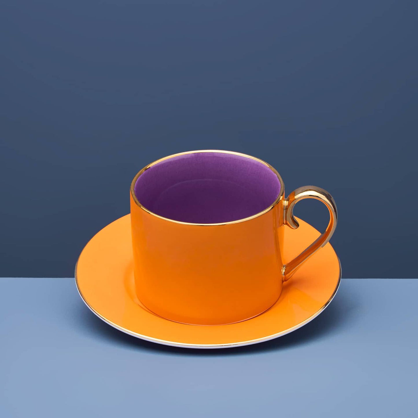Set of 4 Fancy Colors cup with saucer