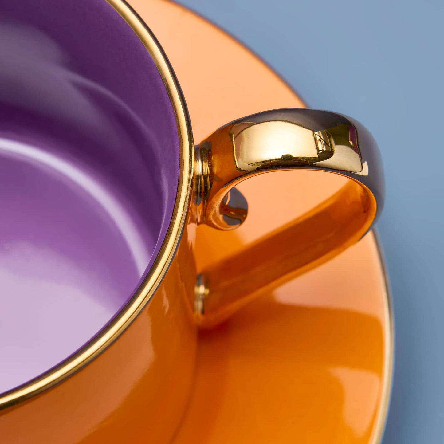 Set of 4 Fancy Colors cup with saucer