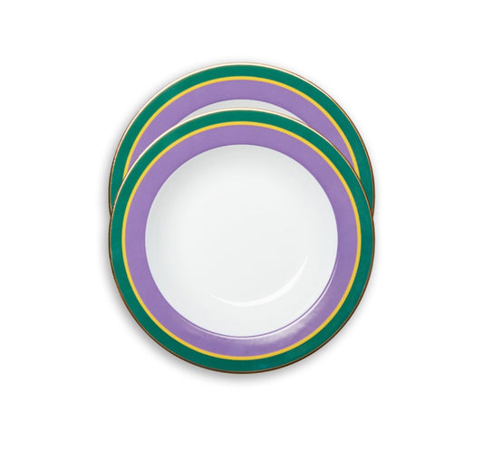 Rainbow Violet in Porcelain Soup Plates Set Of 12