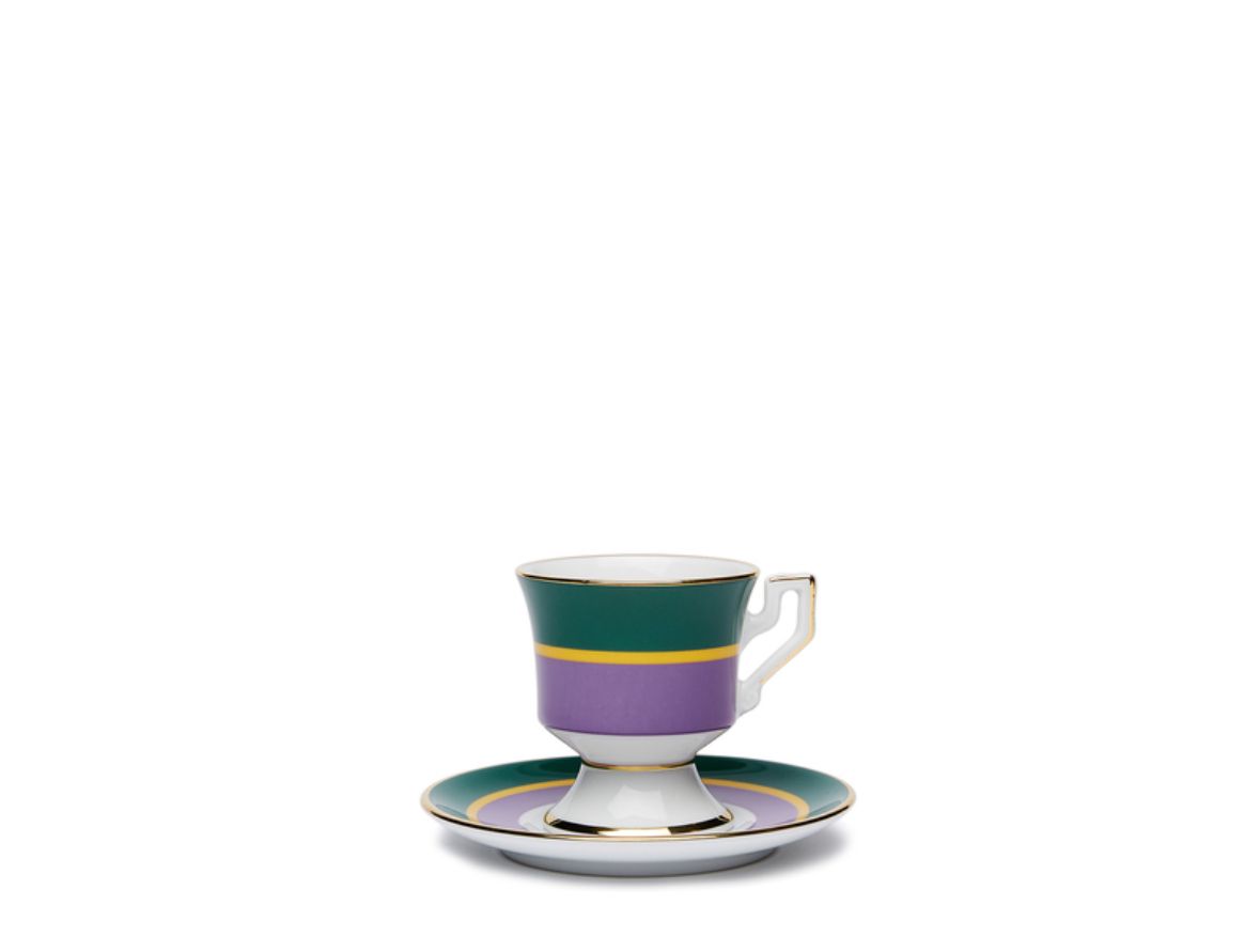 Rainbow Viola in Porcelain Espresso Cup & Saucer Set of 2