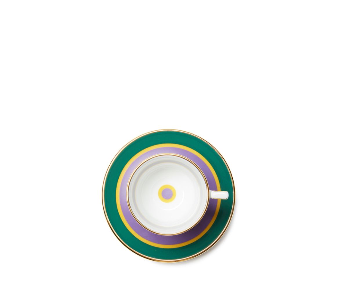 Rainbow Viola in Porcelain Espresso Cup & Saucer Set of 2