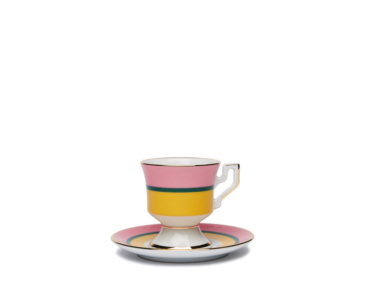 Rainbow Giallo in Porcelain Espresso Cup & Saucer Set of 2