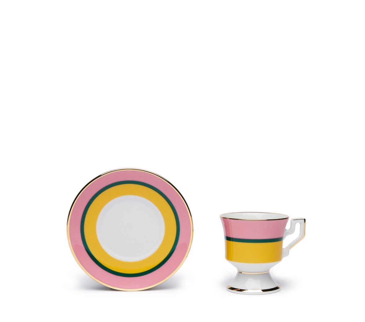 Rainbow Giallo in Porcelain Espresso Cup & Saucer Set of 2