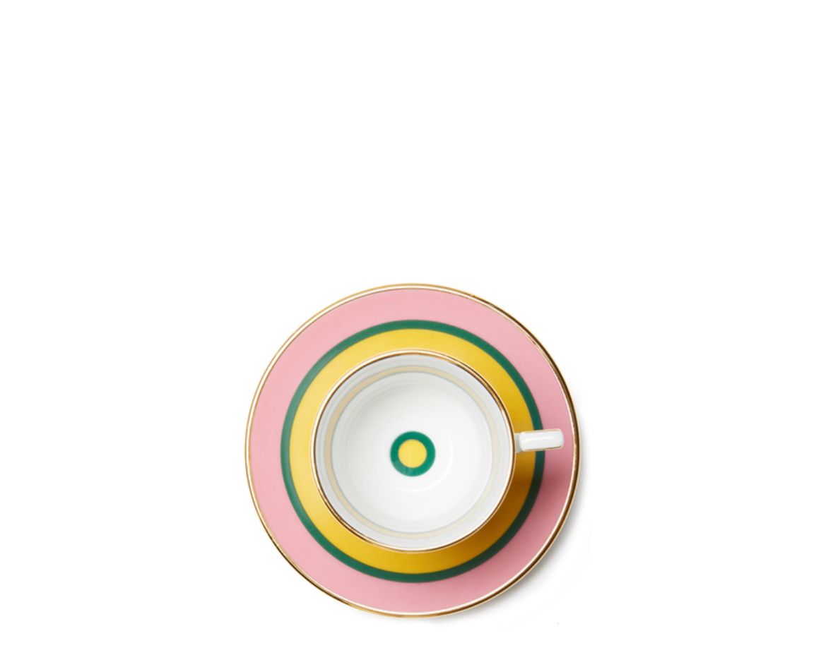 Rainbow Giallo in Porcelain Espresso Cup & Saucer Set of 2
