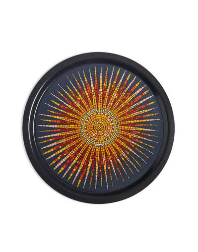 Sunrays Midnight in Laminated Birch Wood Round Printed Tray