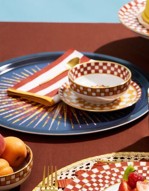 Sunrays Midnight in Laminated Birch Wood Round Printed Tray
