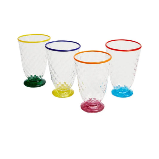 Multicolor in Murano Glass Quilted Glasses Set Of 4