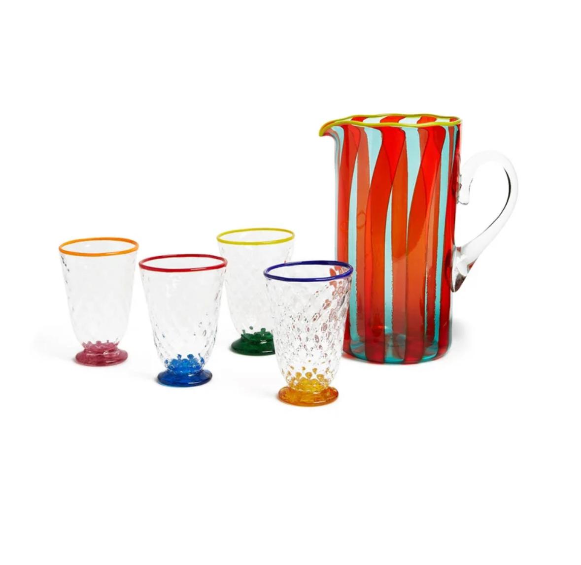 Multicolor in Murano Glass Quilted Glasses Set Of 4