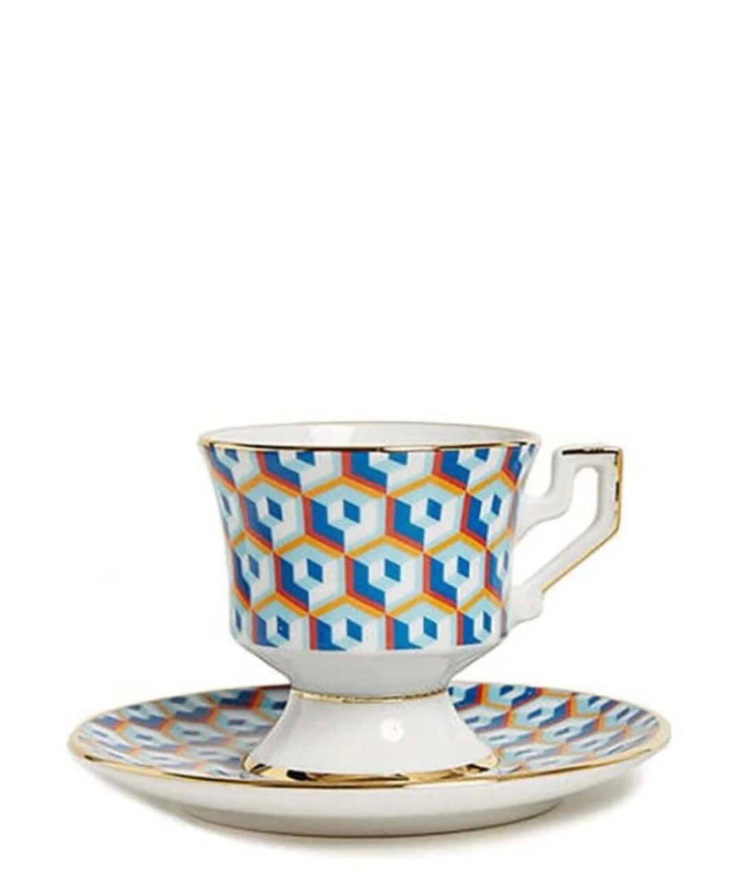 Cubi Mix in Porcelain Espresso Cup & Saucer Set of 4