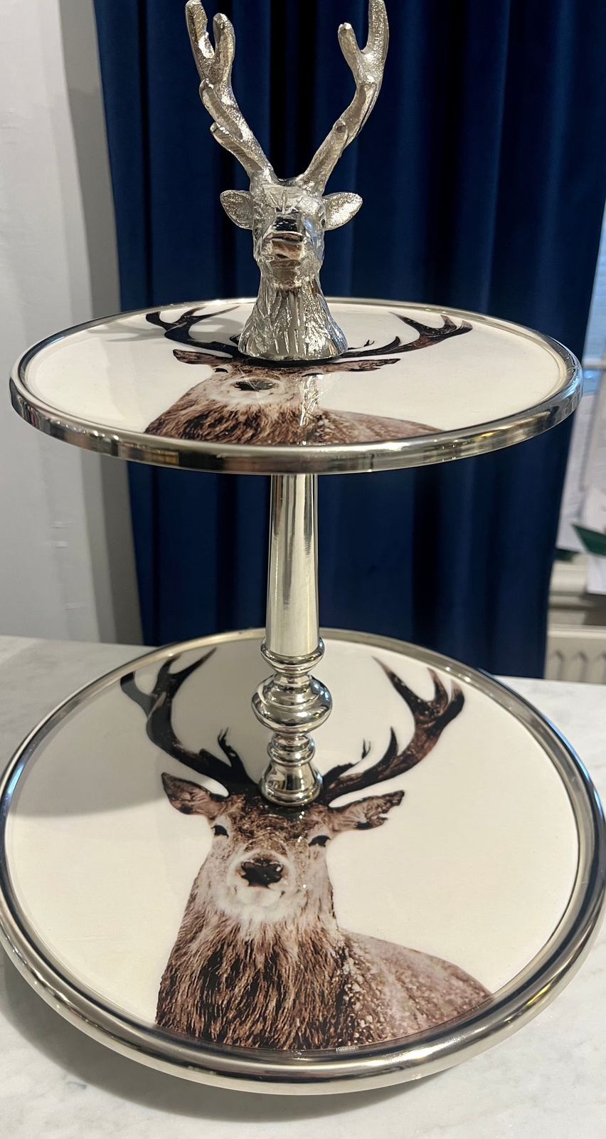 Fancy Nickel Plate Stand with Deer Motif
