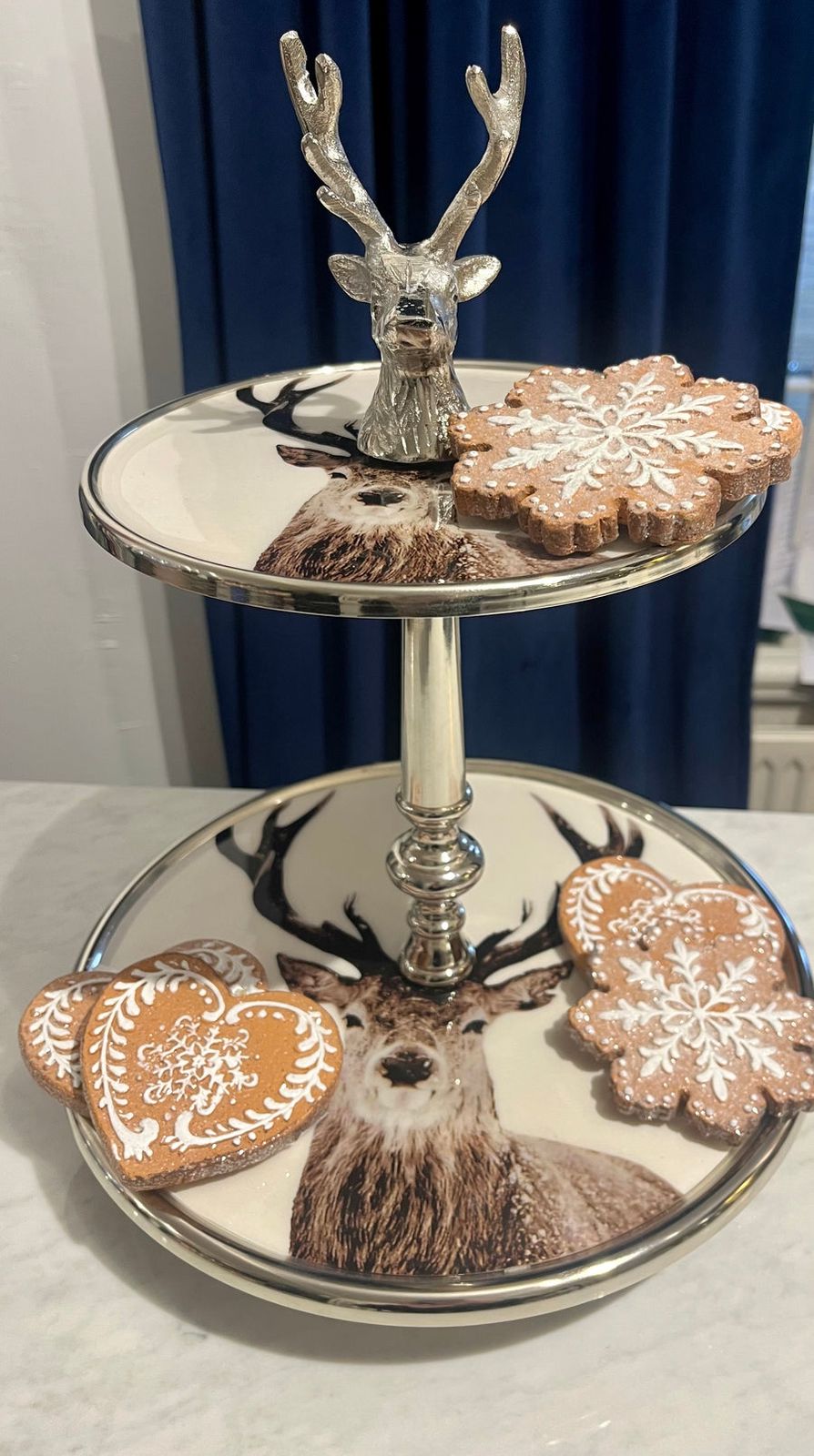 Fancy Nickel Plate Stand with Deer Motif
